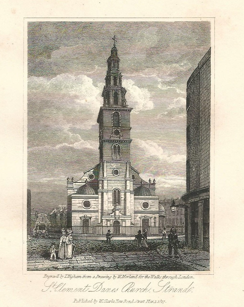 St Clement Danes Church, Strand, antique print 1817 – Maps and Antique ...