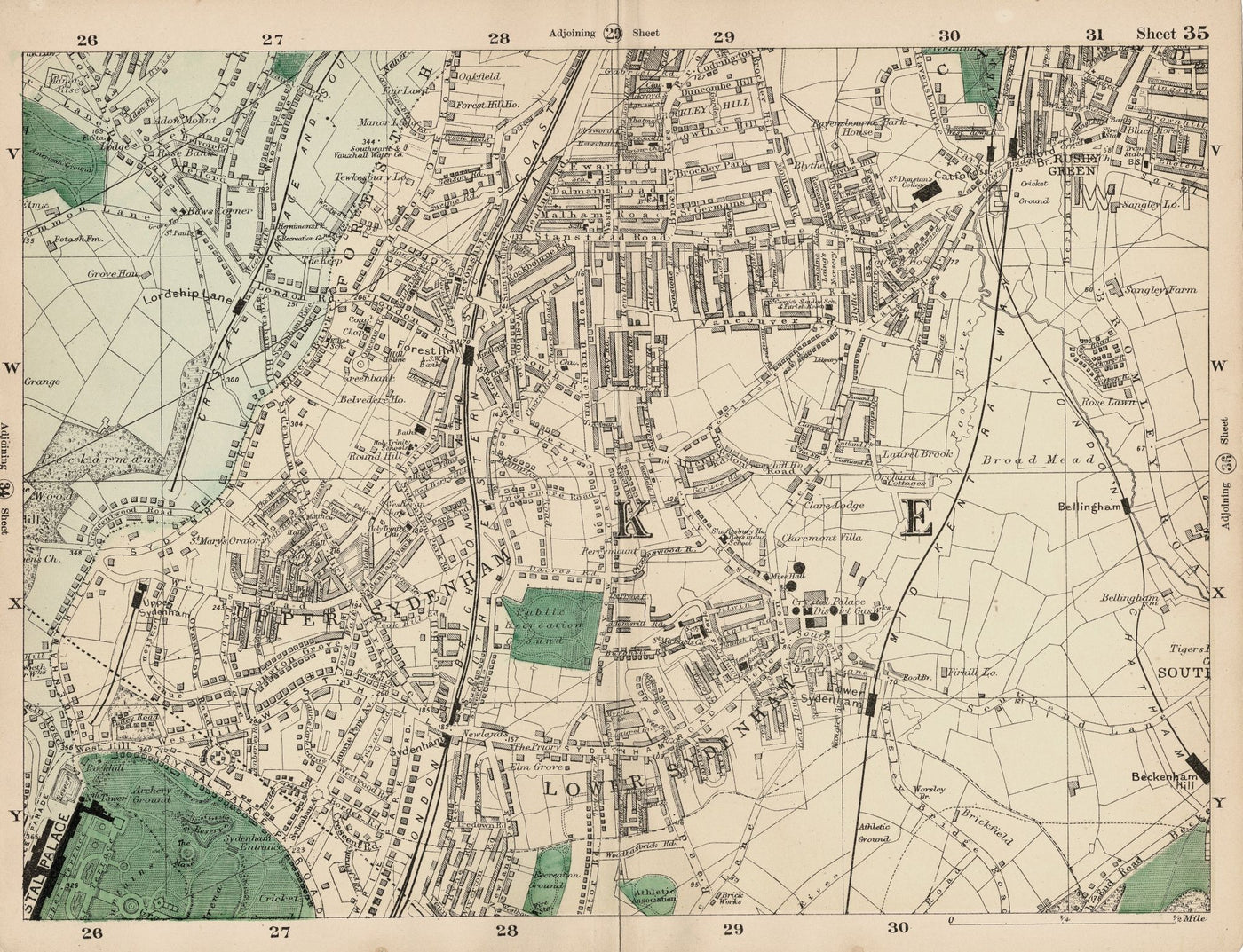 Sydenham and environs antique map published 1897