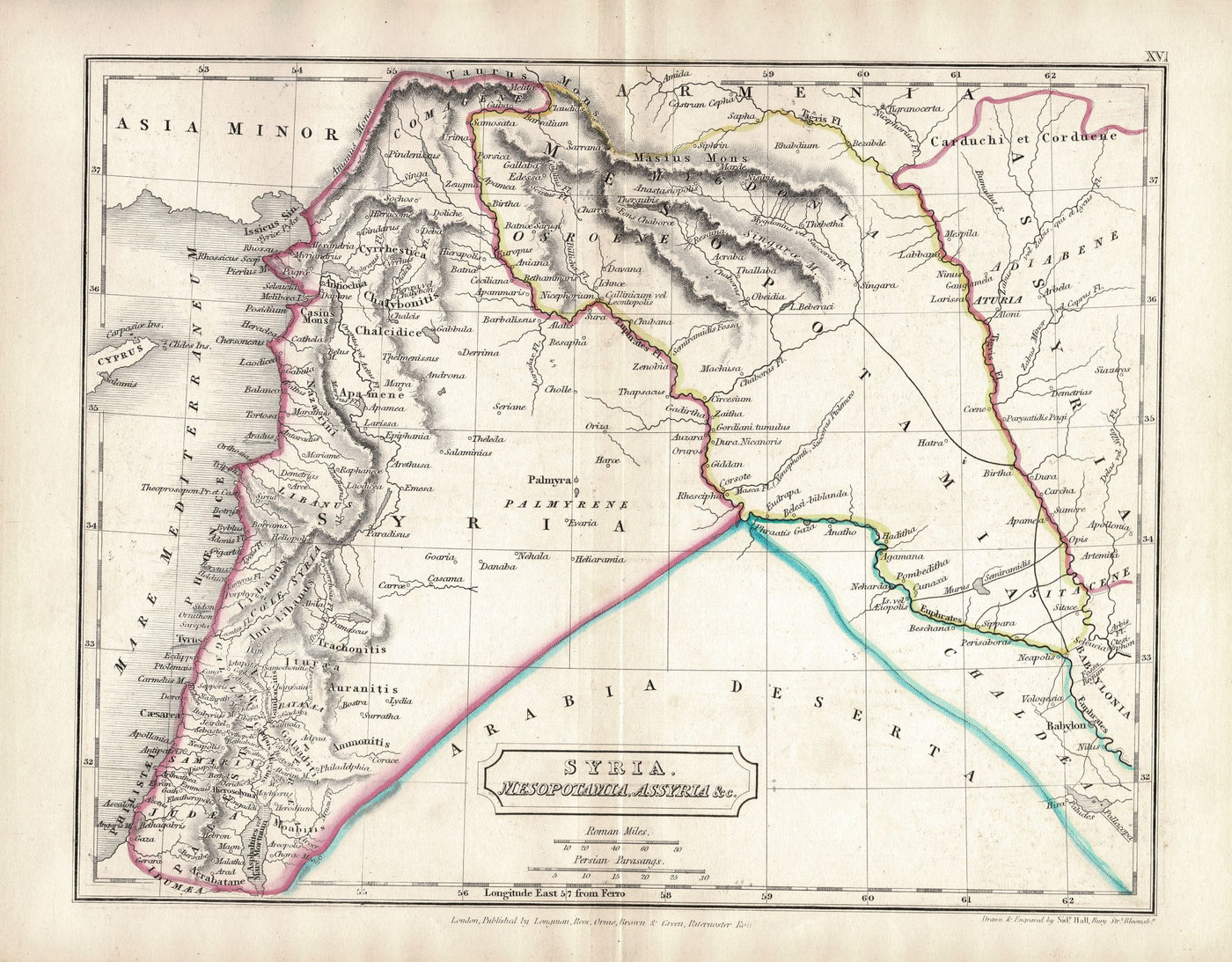 Syria antique map published 1840