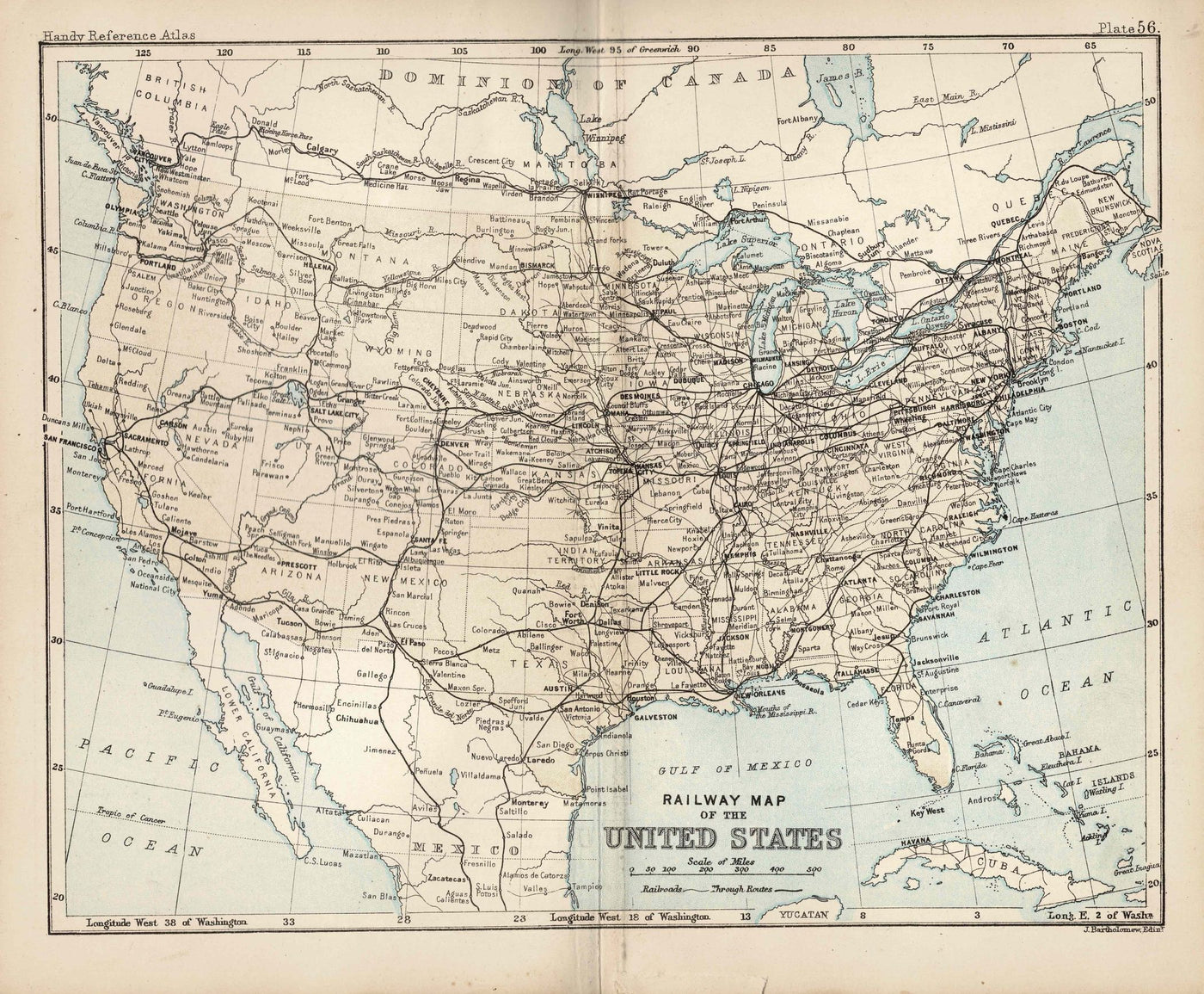 Railway map of the United States published 1886