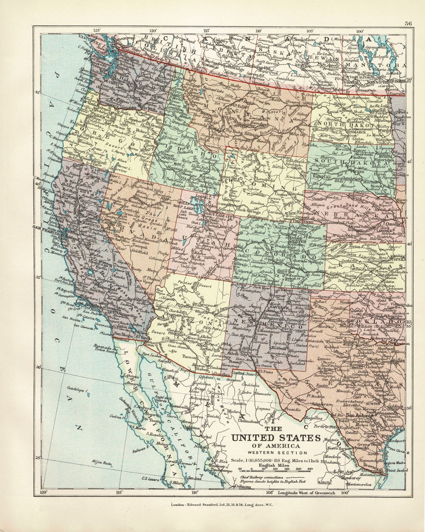 United States of America Western Section antique print 1926