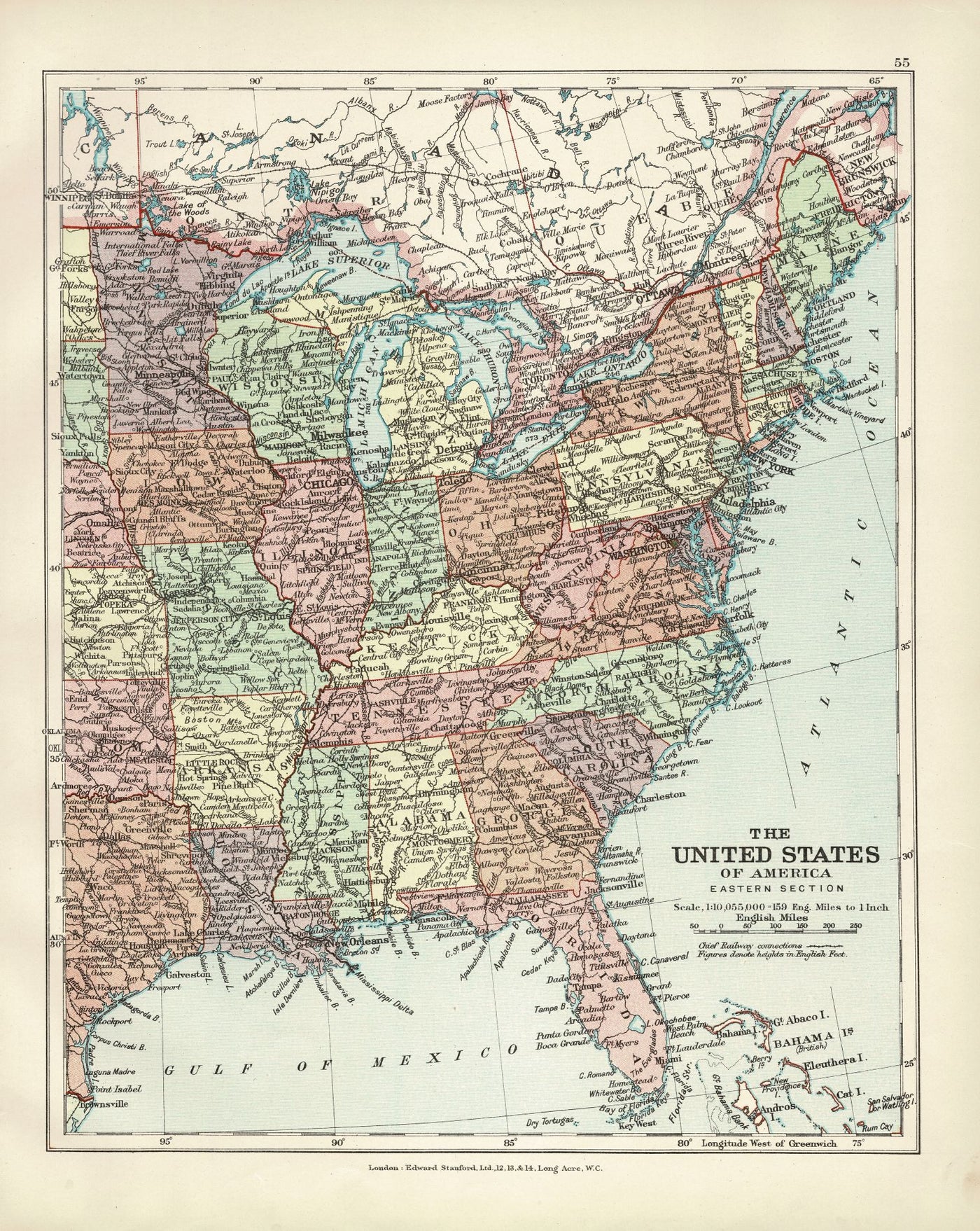 United States of America Eastern Section antique map 1926