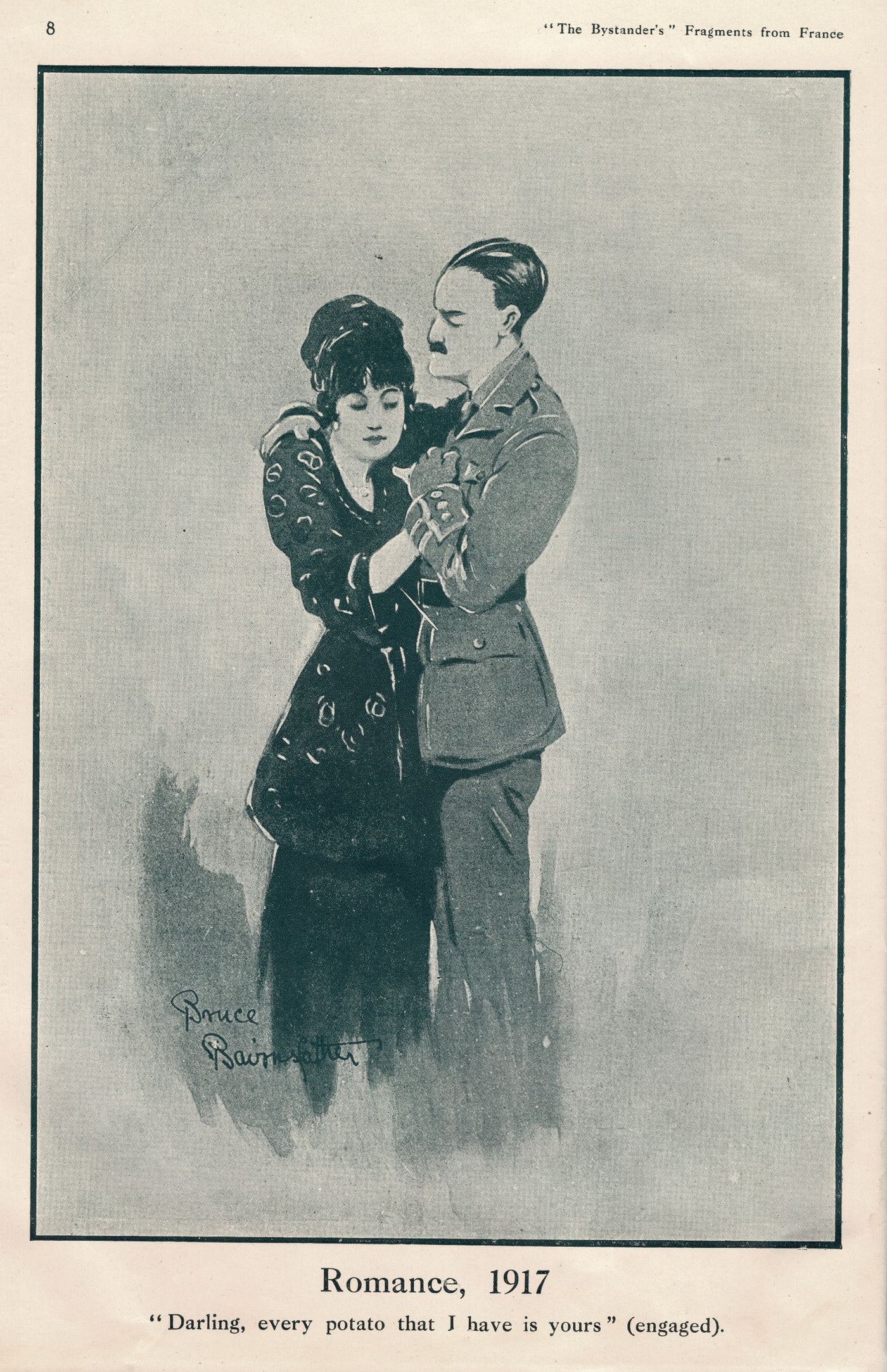 Valentines Day WW1 proposal for potatoes Capt. Bairnsfather cartoon