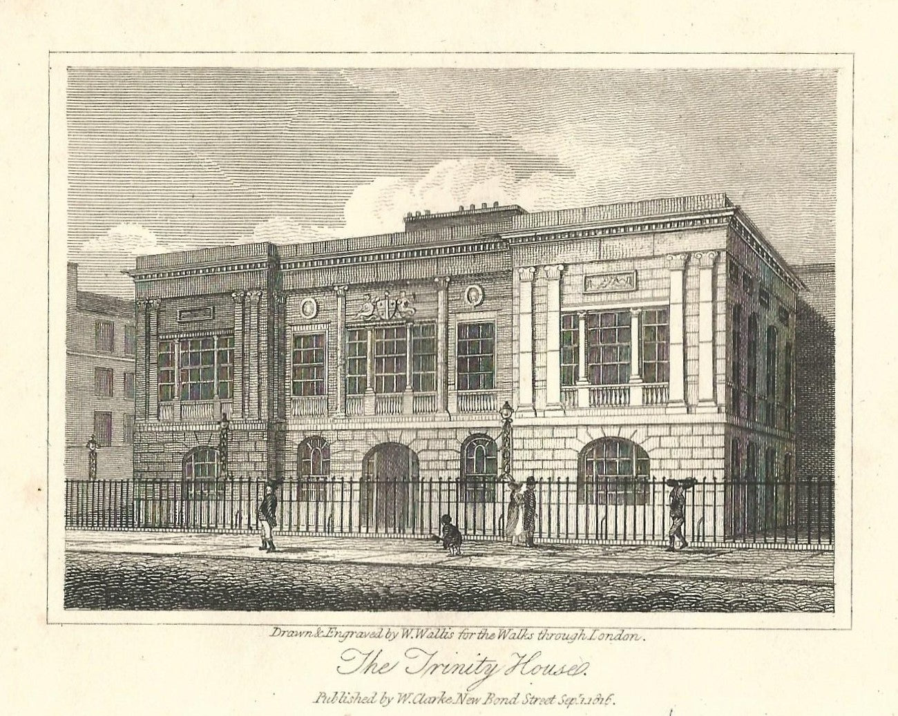 Trinity House antique print 1817