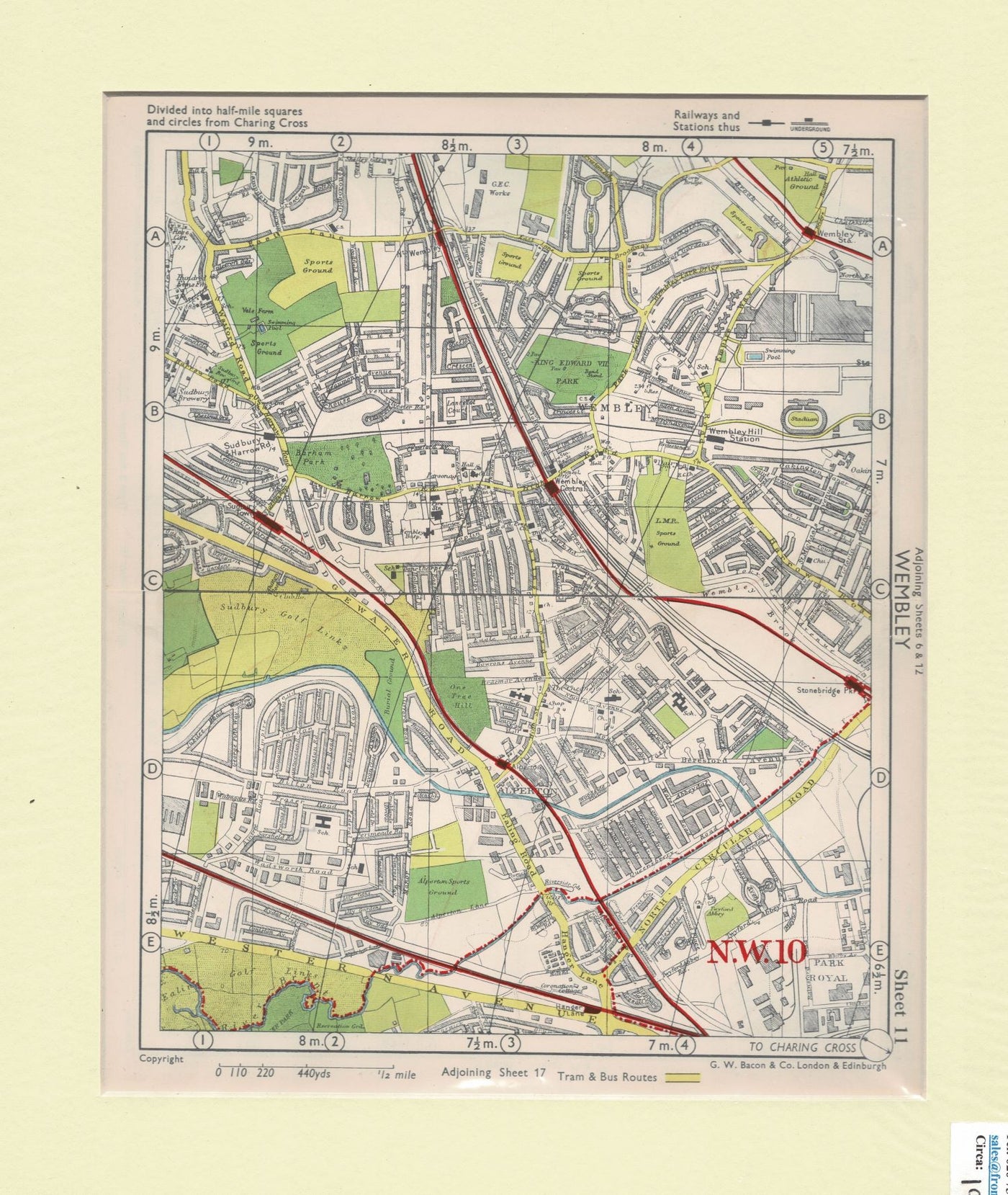 Wembley, Antique map, 1947