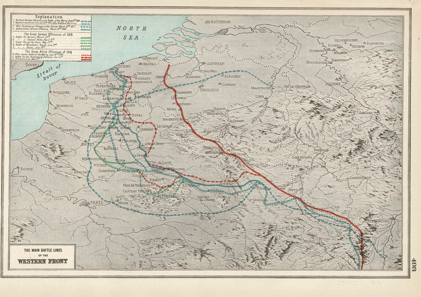 Western Front Battle Lines from An Atlas of the Great War, published 1920