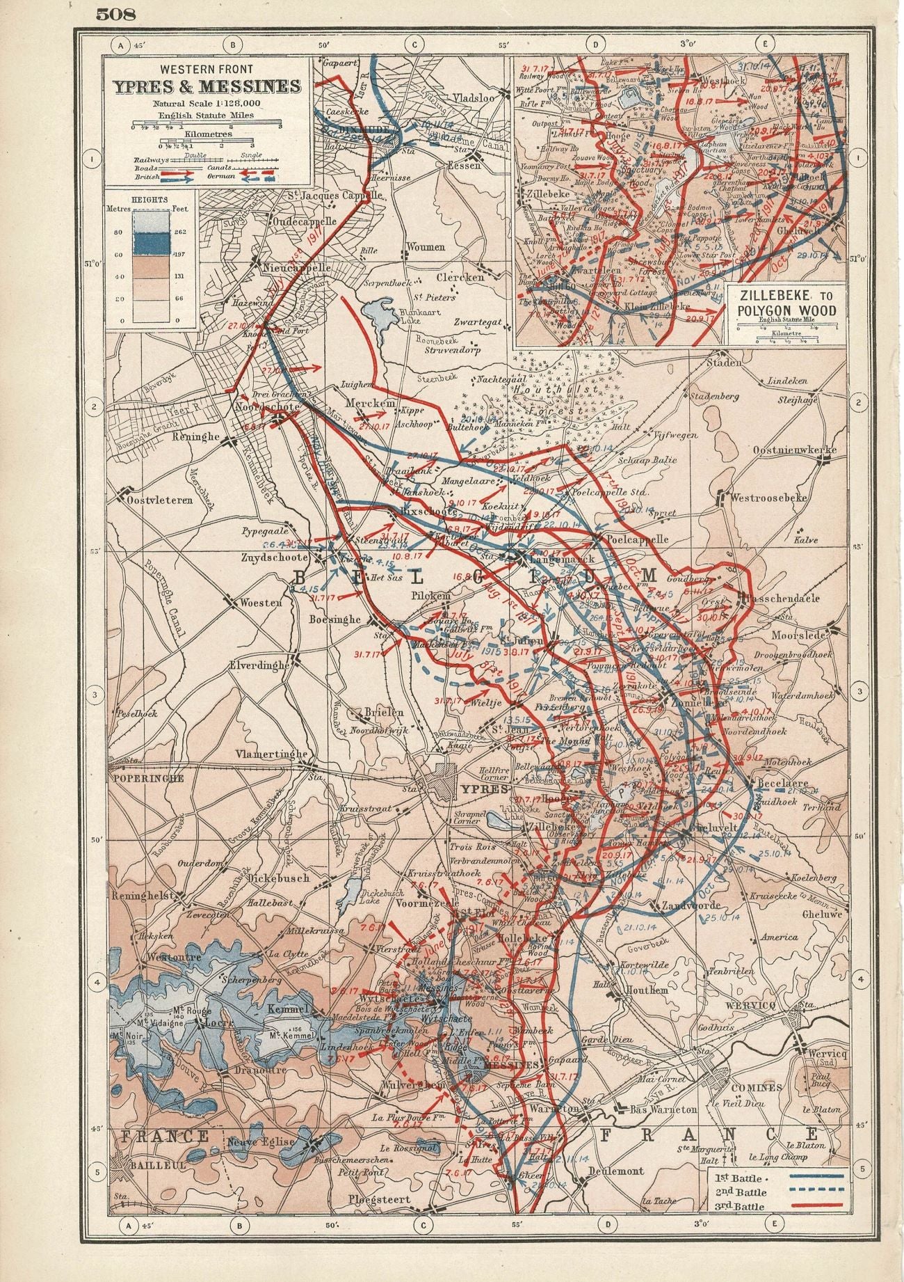 Western Front, Ypres and Messines, An Atlas of the Great War, published 1920.