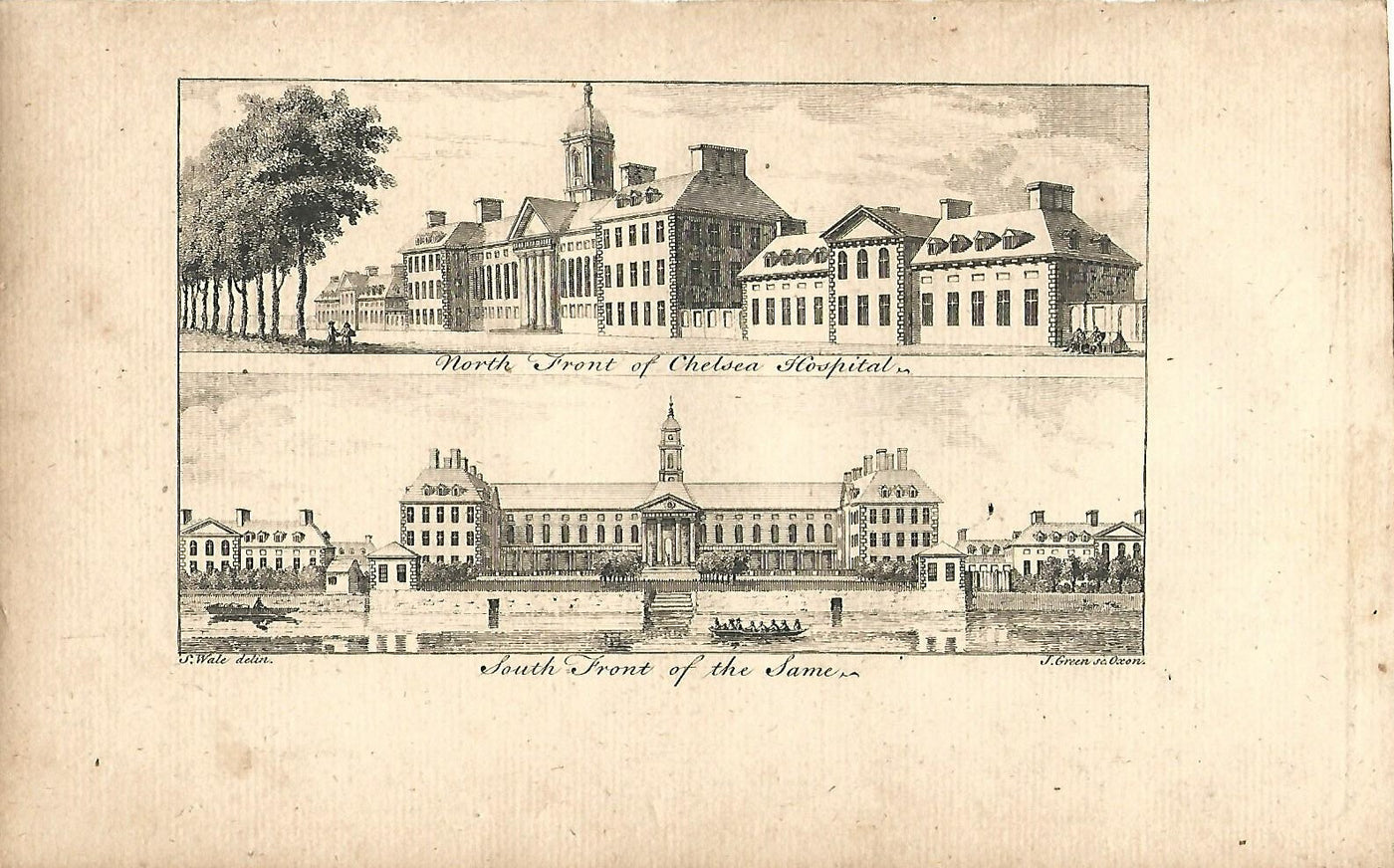 Chelsea Hospital antique print published 1776