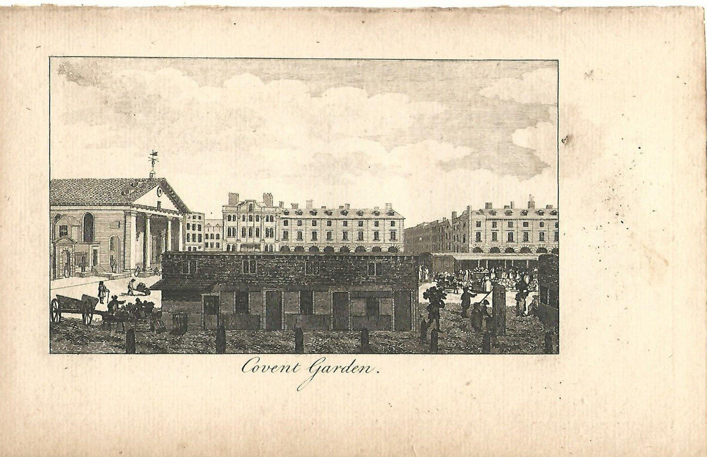 Covent Garden and St Paul's Church antique print 1776