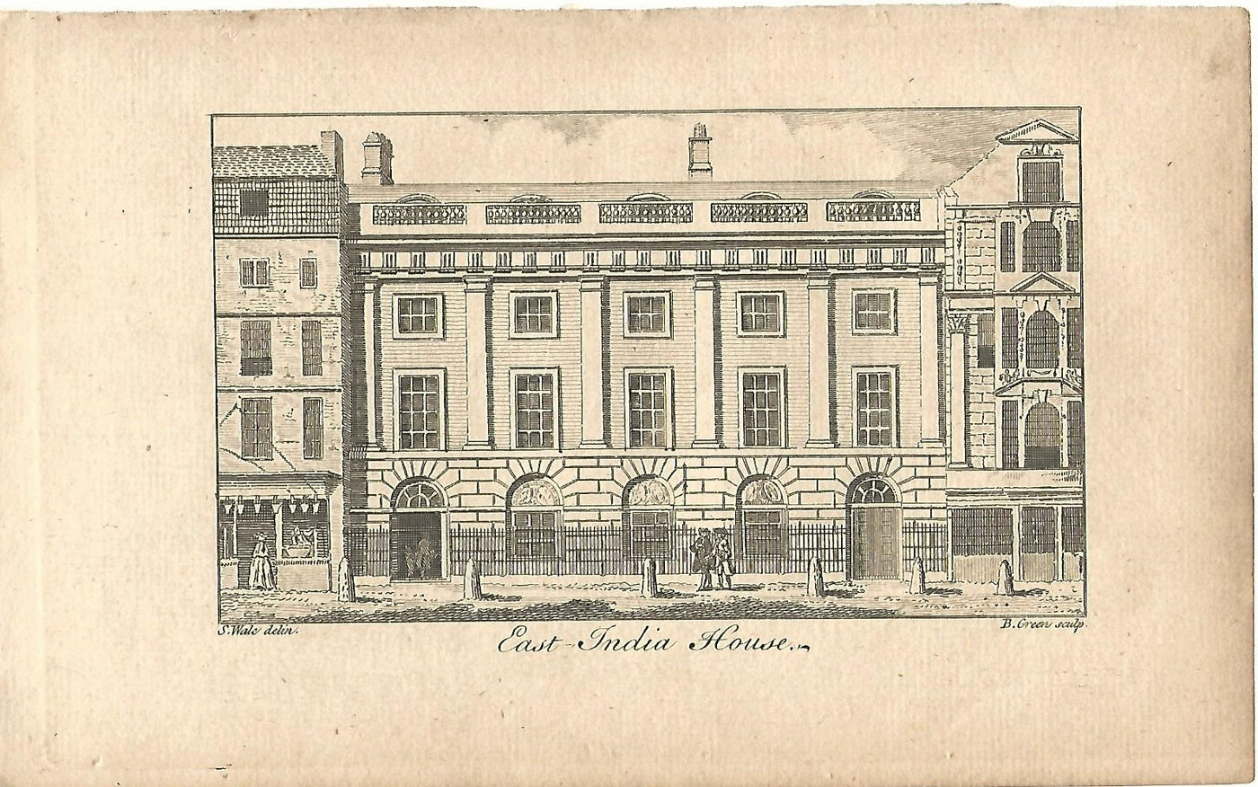 East India House antique print published 1776