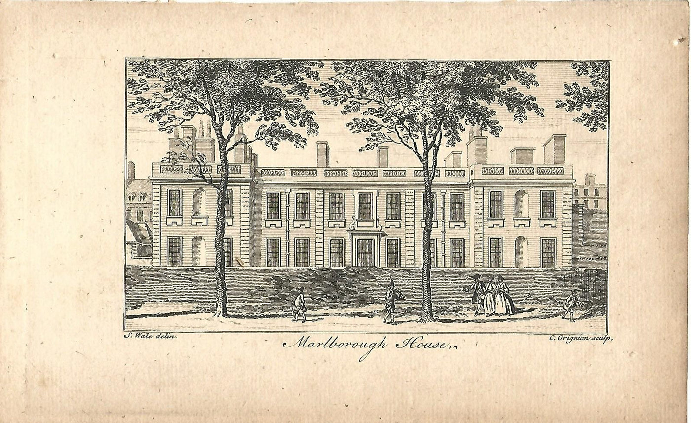 Marlborough House antique print published 1776