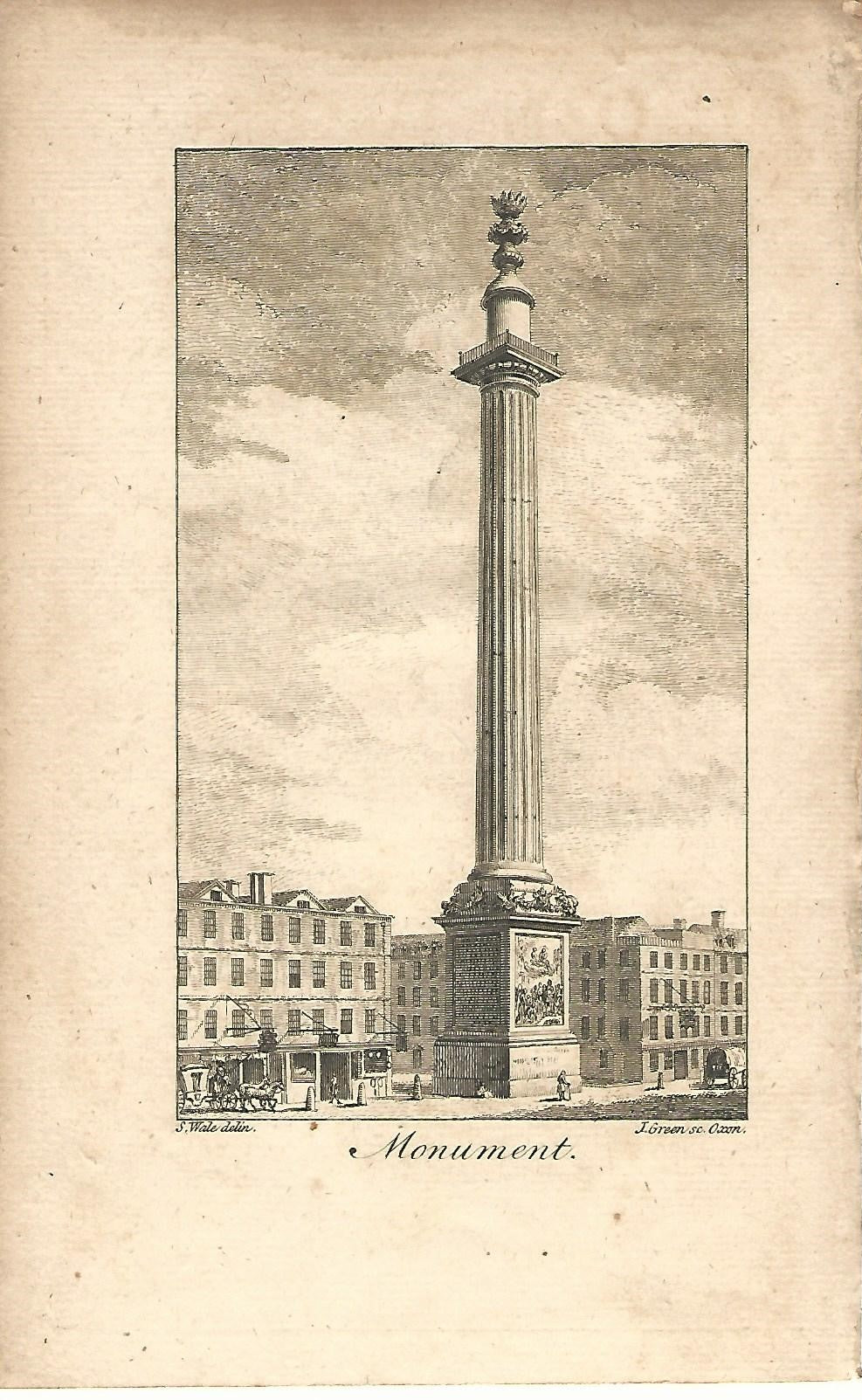 Monument London antique print published 1776