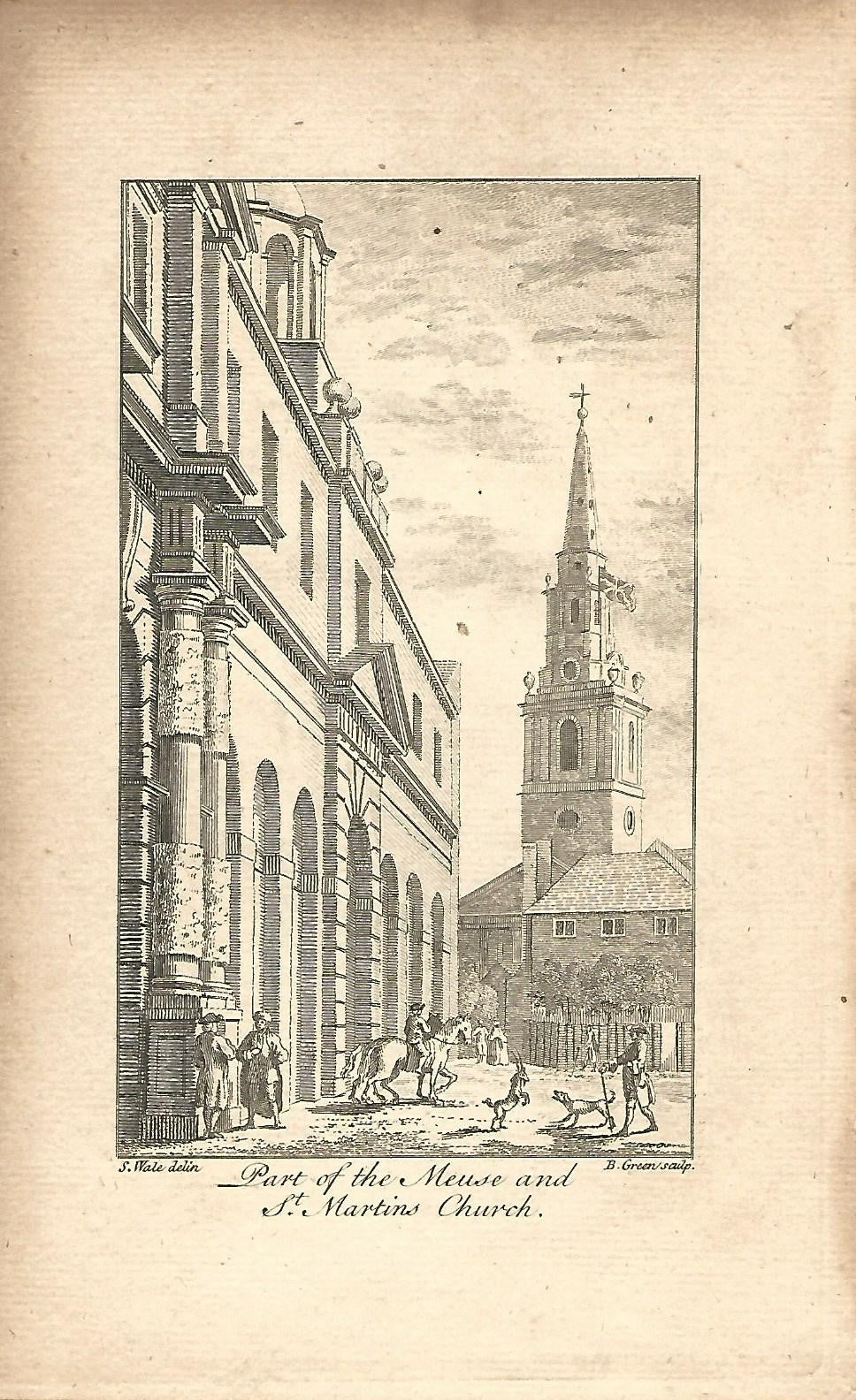 St Martin in the Fields antique print published 1776