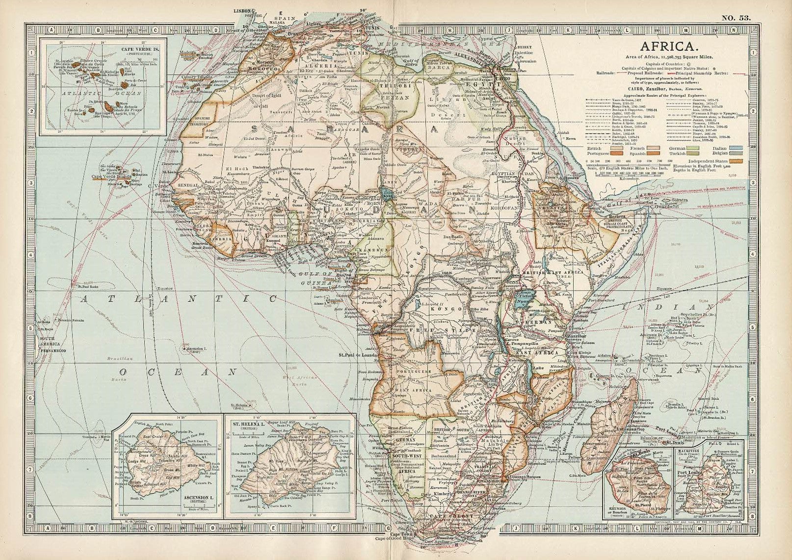 Africa original antique map from Encyclopaedia Britannica 1903 – Maps ...