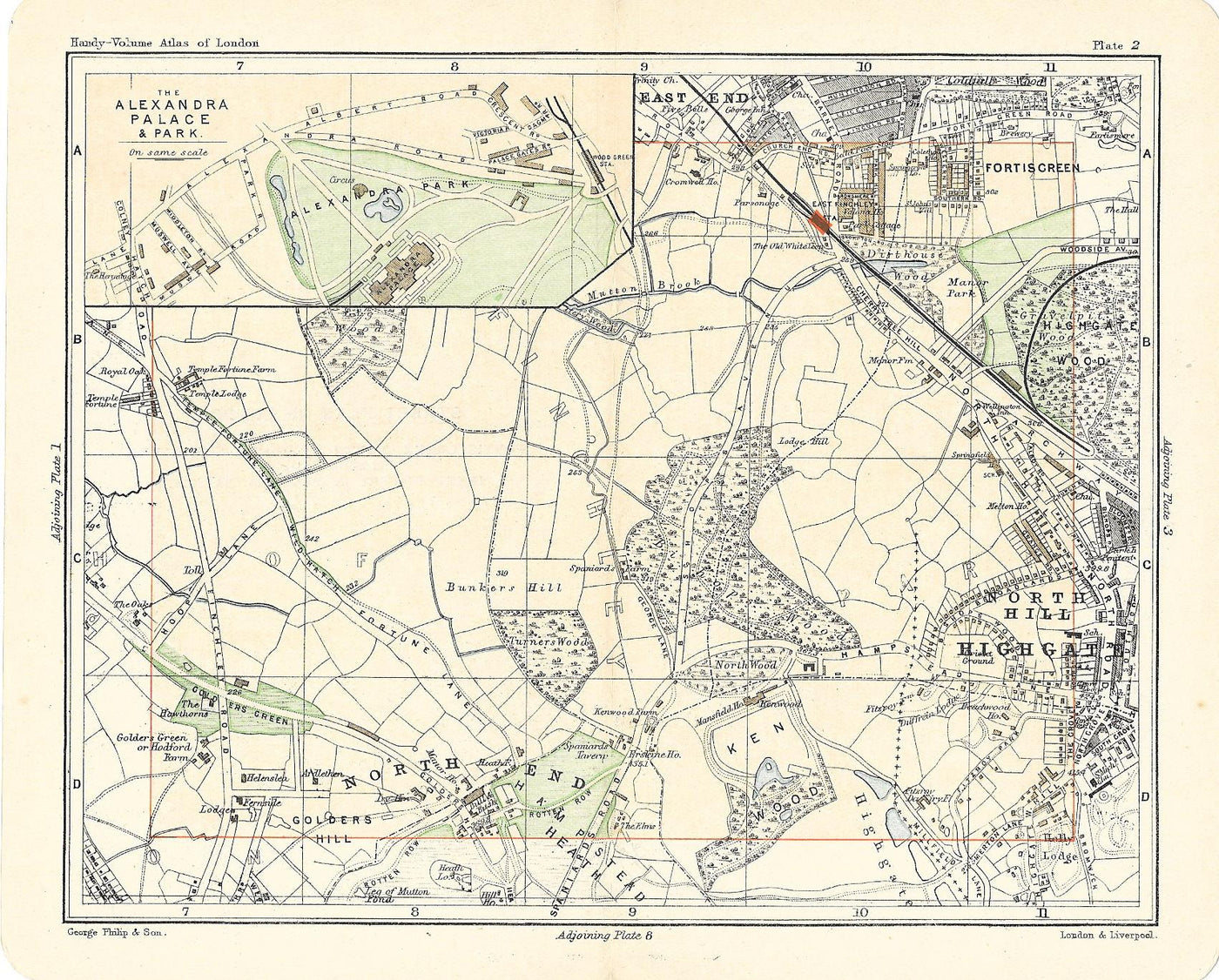 Alexandra Palace antique map published 1902