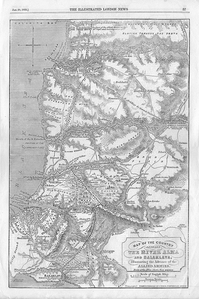 River Alma battle map showing advance of Allied Armies 1855 – Maps and ...