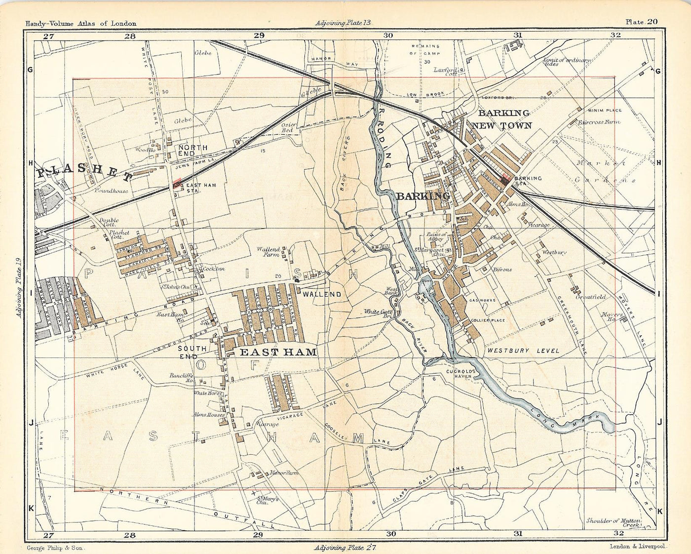 Barking antique map published 1891