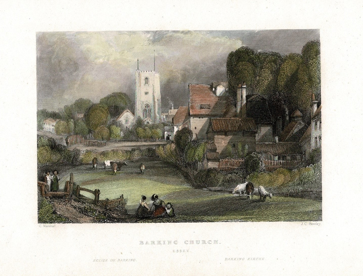 Barking Essex antique print published 1838