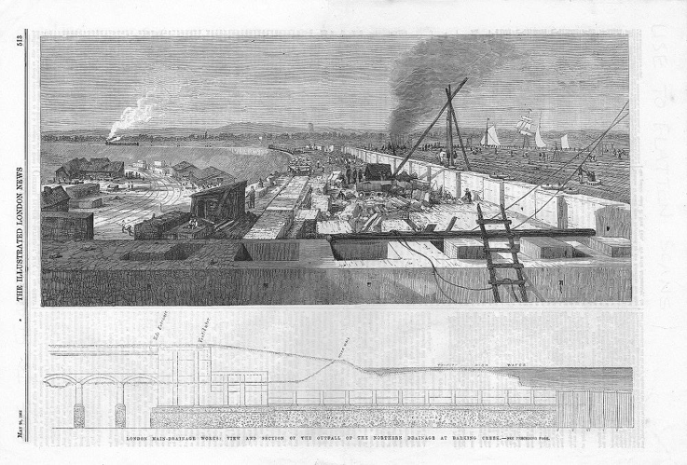 Bazalgette's Northern Outfall Sewer works at Barking Creek 1864