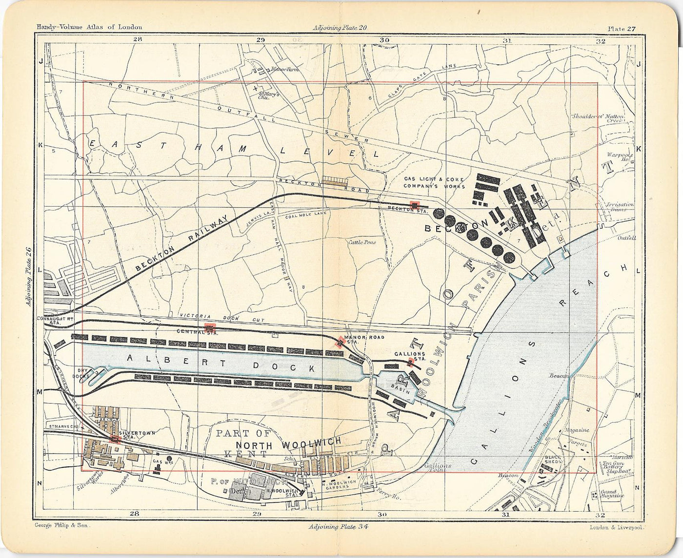 Beckton Albert Dock antique map