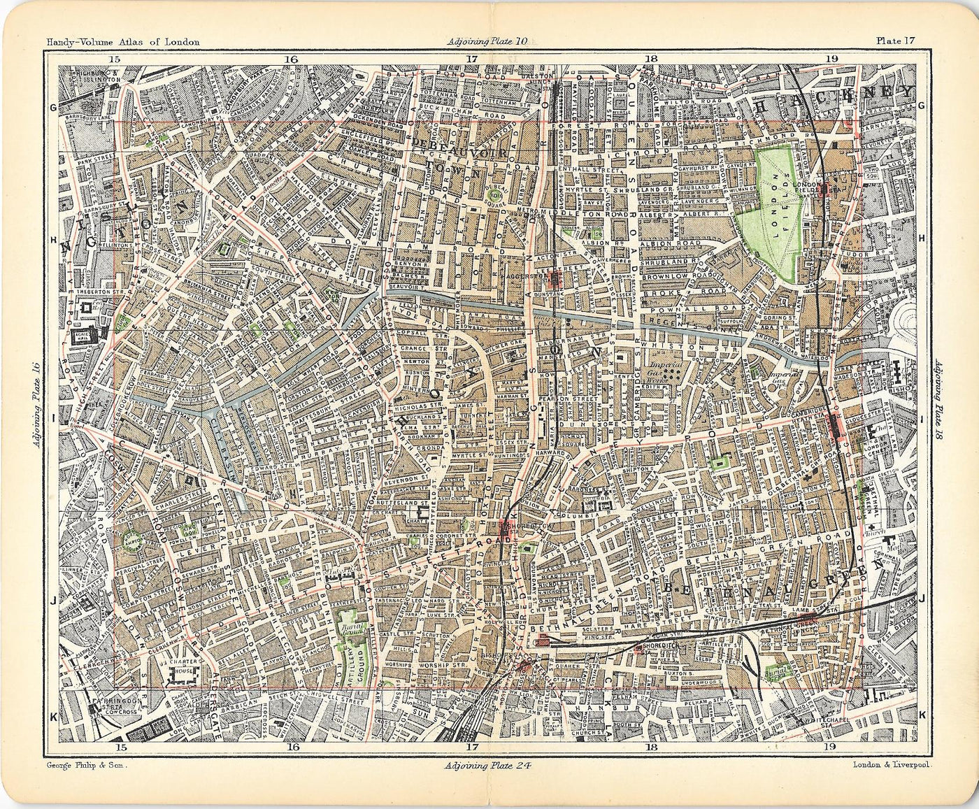 Hoxton antique map published 1891