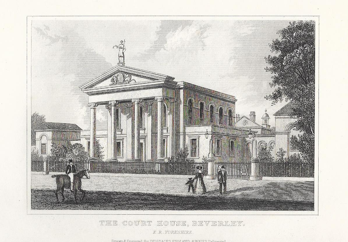 Beverley Court House Yorkshire antique print 1845