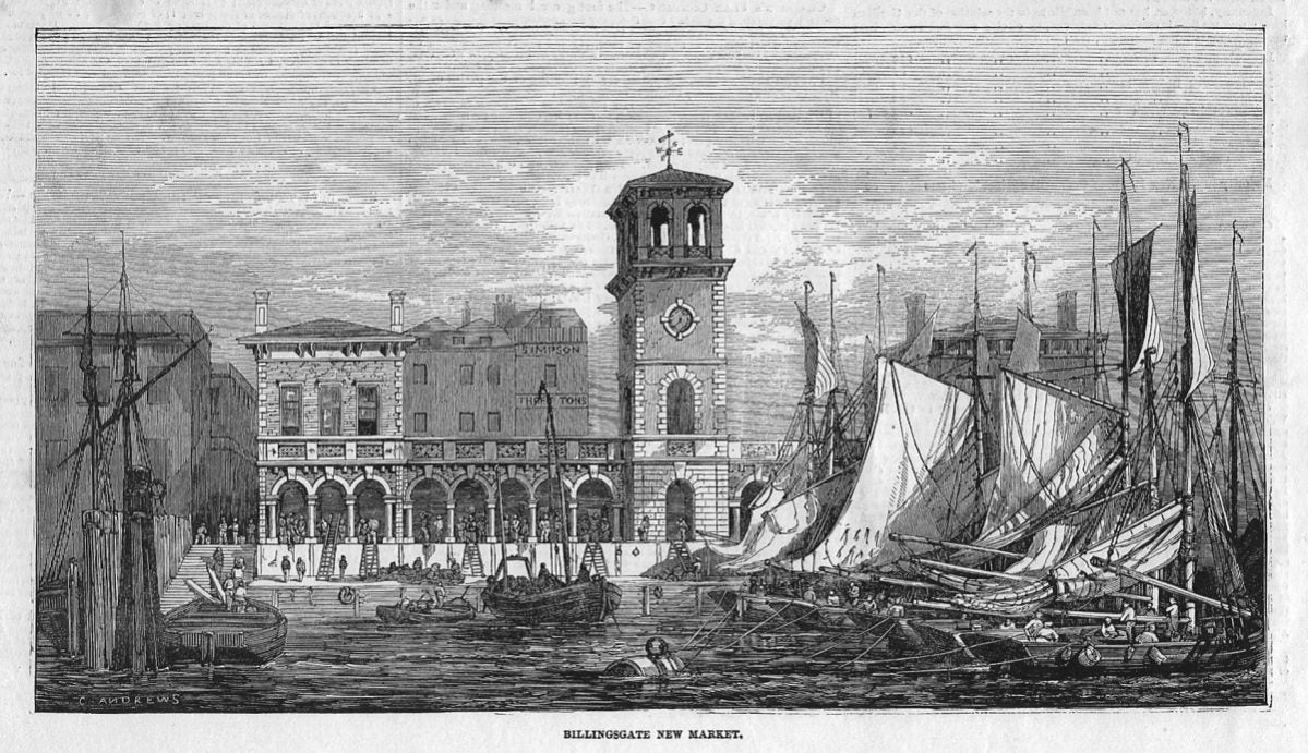 Billingsgate New Market antique print 1852