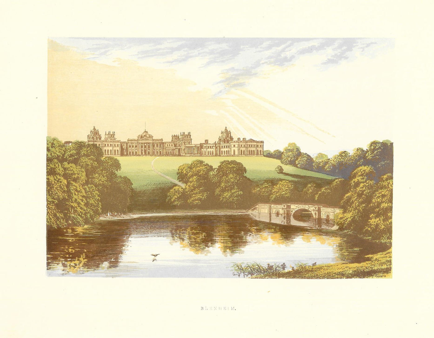 Blenheim Palace Oxfordshire antique print 1880