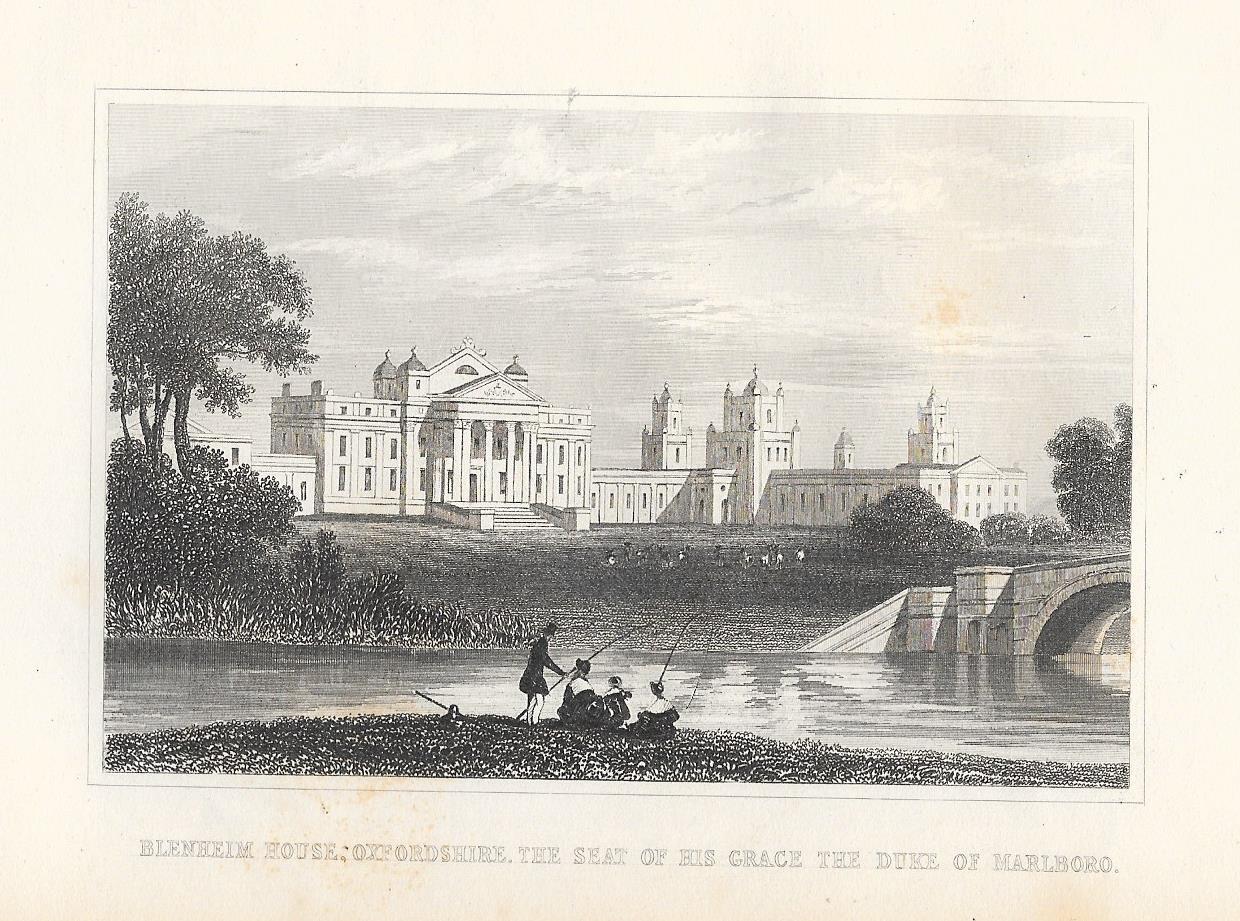 Blenheim Palace Oxfordshire antique print 1845