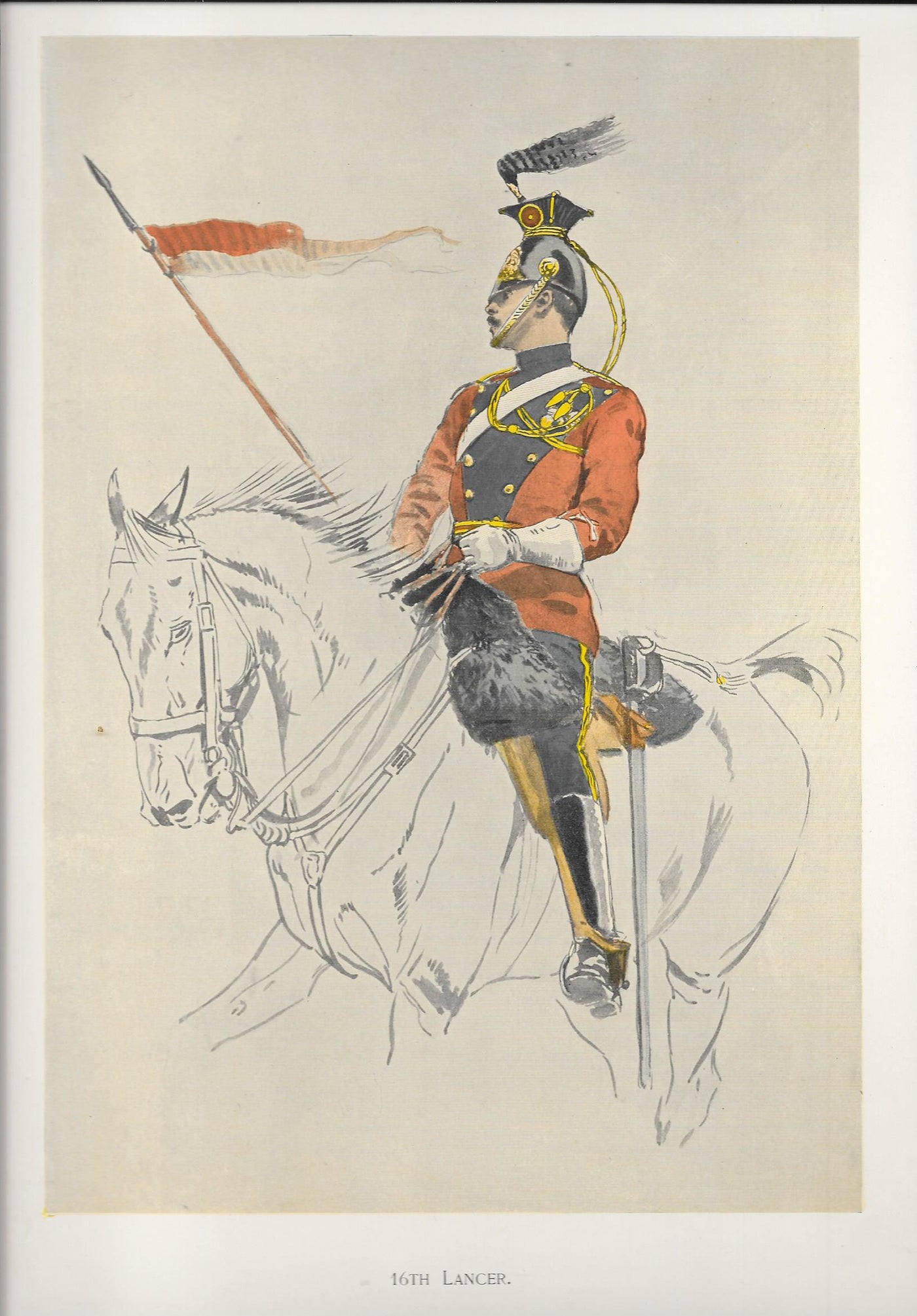 16th Lancers guaranteed original antique print published 1897