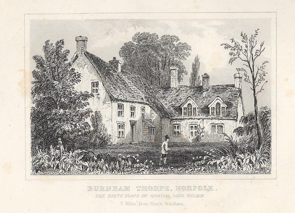 Burnham Thorpe Norfolk birthplace of Horatio Nelson antique print 1845