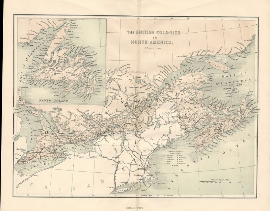 Canada and Newfoundland British Colonies antique map 1860 – Maps and ...