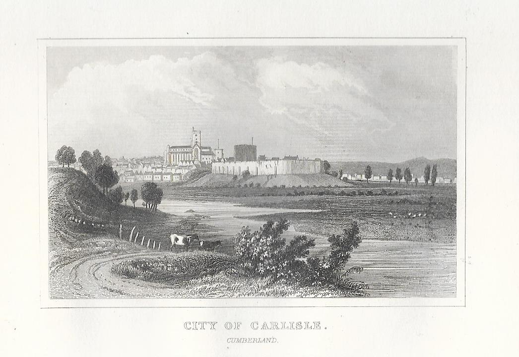 Carlisle Cumbria antique print 1845