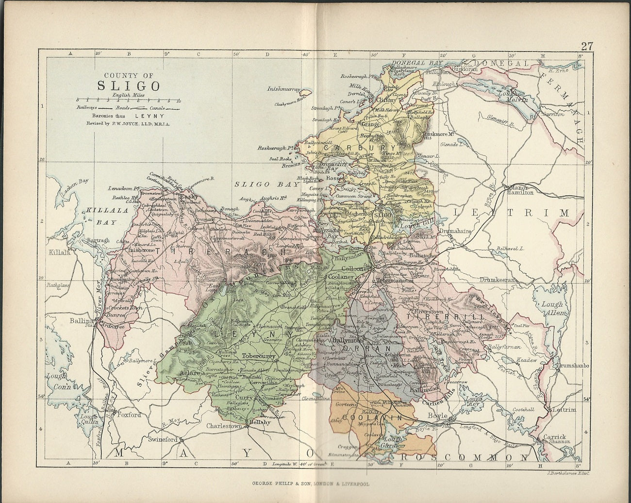 Sligo Ireland antique map published 1882