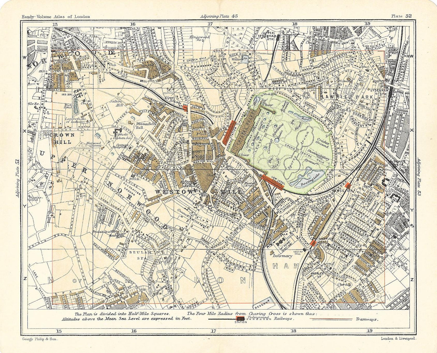 Crystal Palace antique map 1902