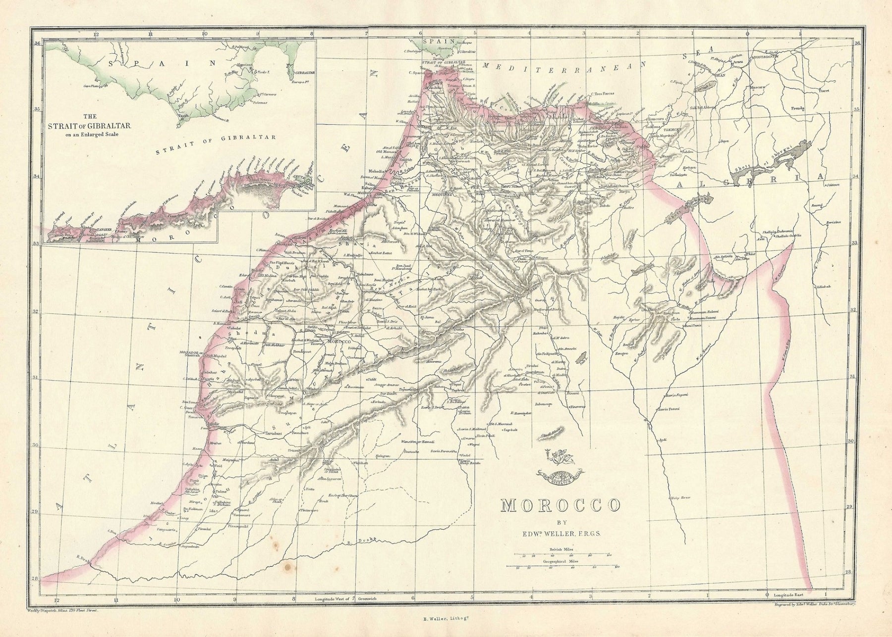 Morocco antique map from Weekly Dispatch Atlas 1863 – Maps and Antique ...