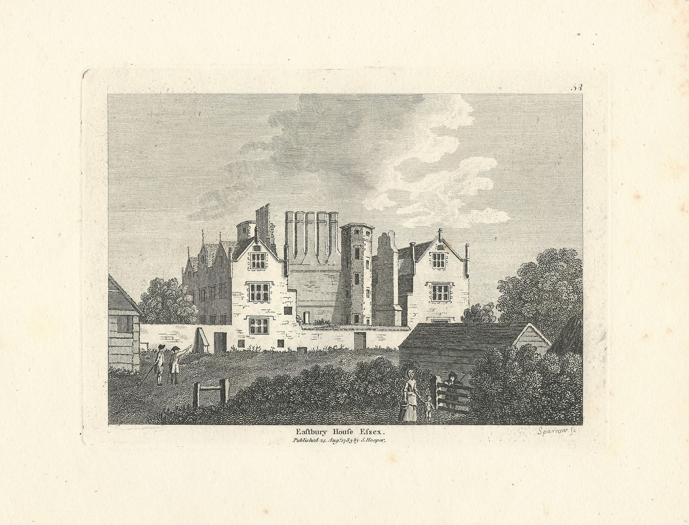 Eastbury House Essex antique print from Grose's Antiquities 1783