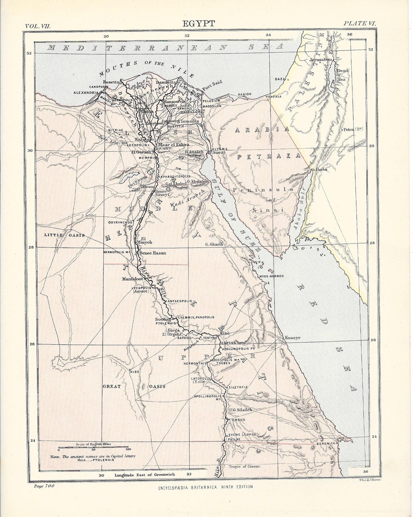 Egypt antique map from Encyclopedia Britannica 1889 – Maps and Antique ...