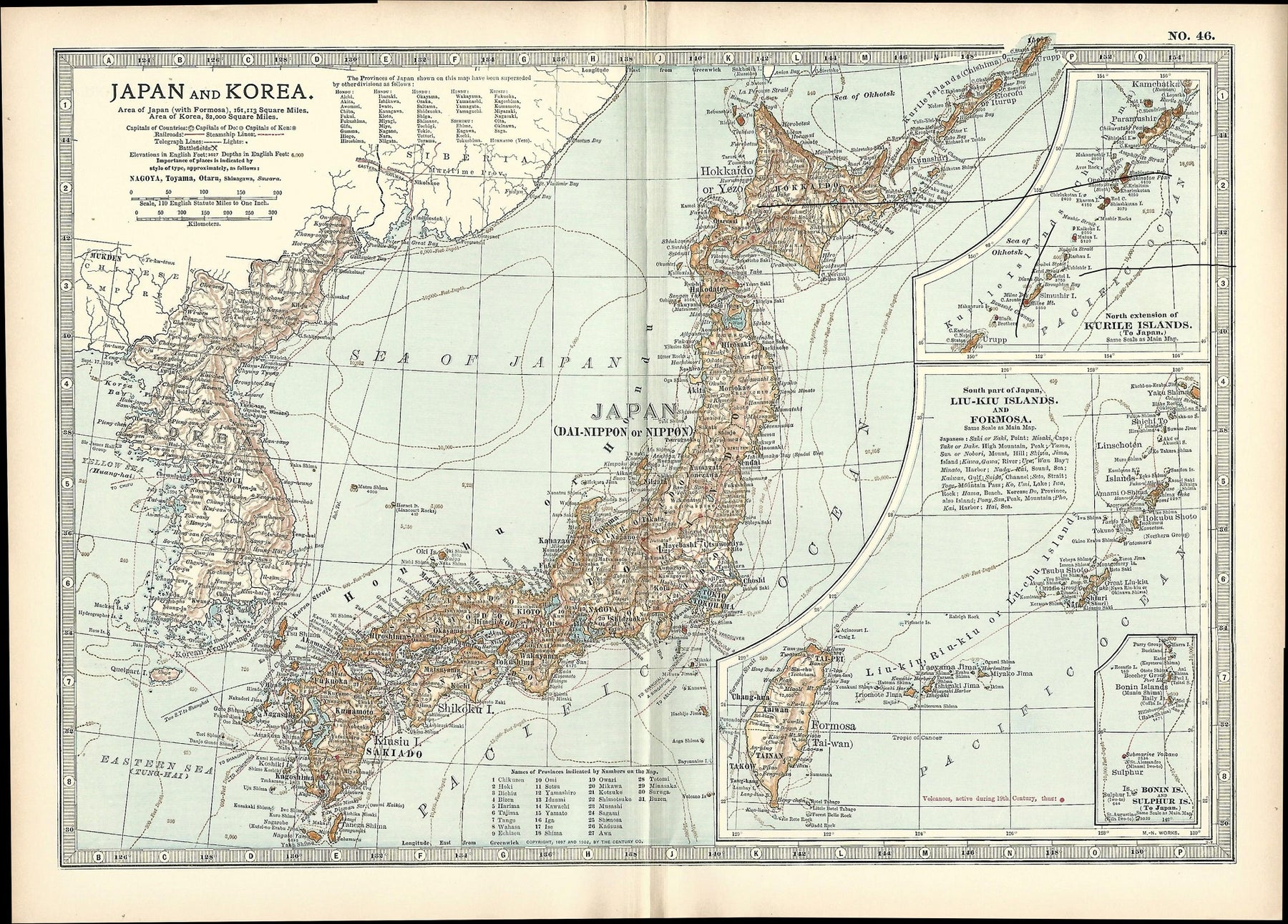 Japan and Korea antique map from Encyclopedia Britannica 1903 – Maps ...