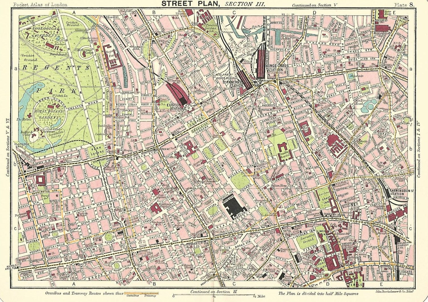 Euston street plan antique map published 1914 – Maps and Antique Prints