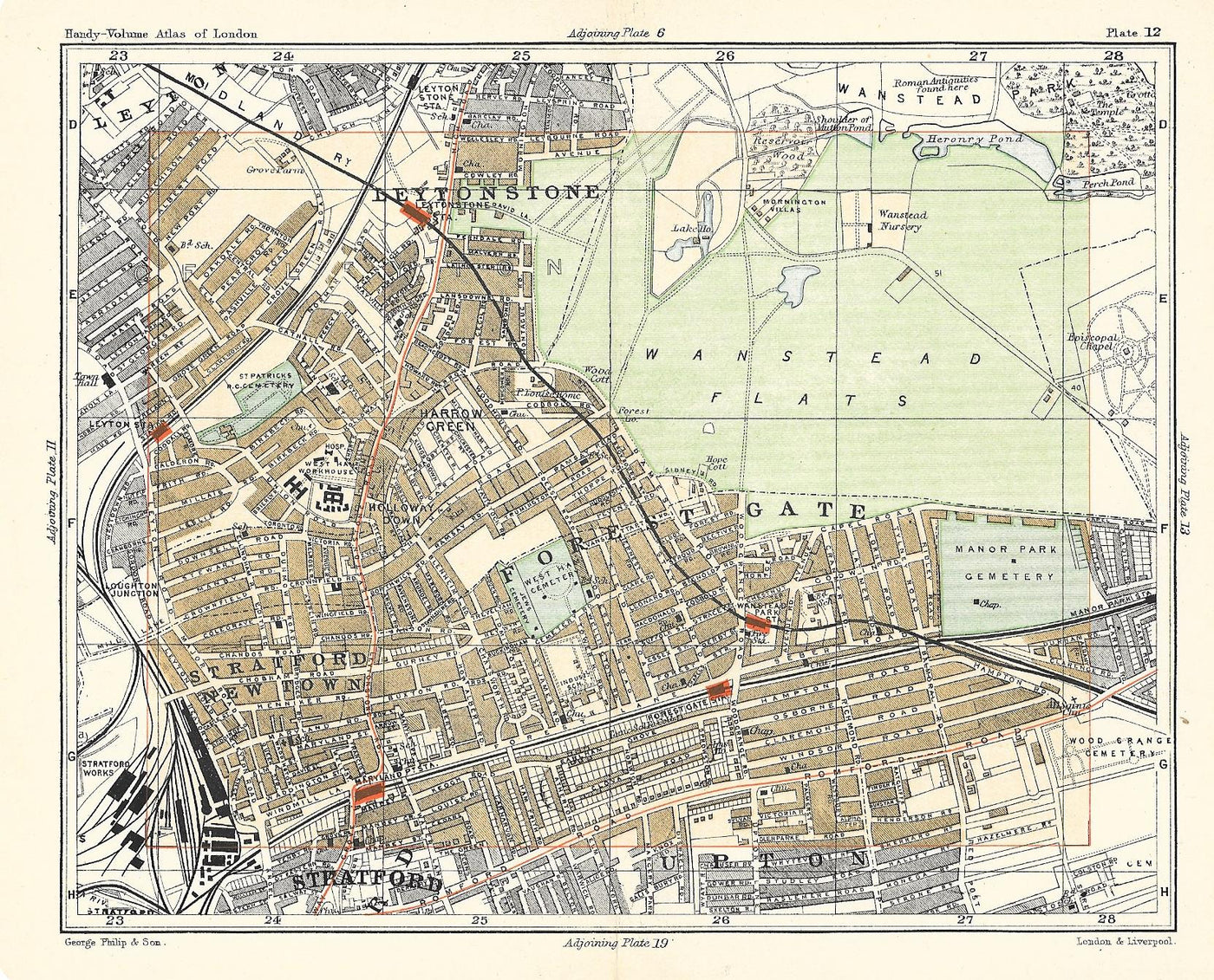 Forest Gate antique map 1902