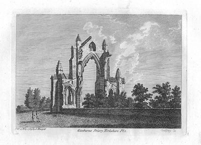 Gisborough Priory antique print 1785