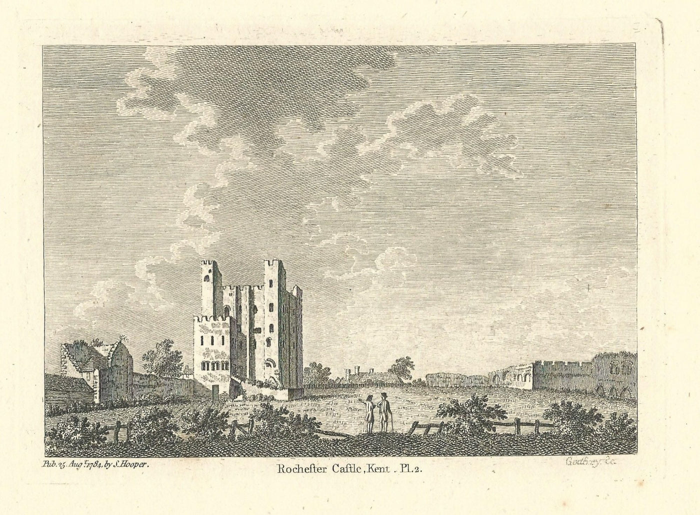 Rochester Castle Kent antique print 1784 (2)