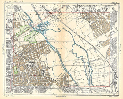 Hackney Marsh antique map 1891