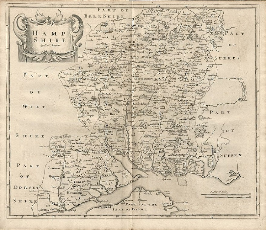 Hampshire antique map by Robert Morden published 1753