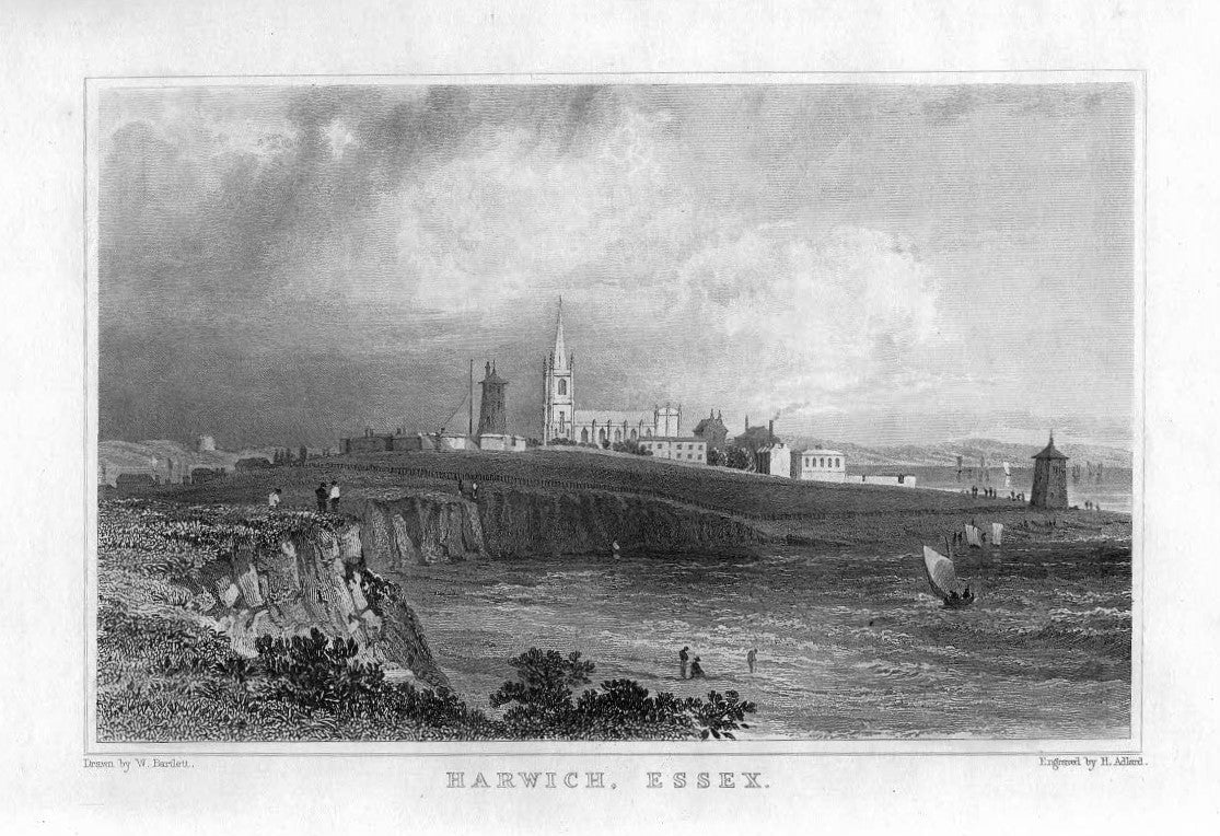 Harwich from the sea antique print 1831