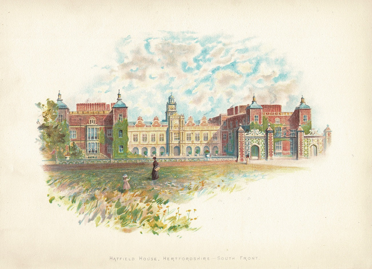 Hatfield House antique print published 1890