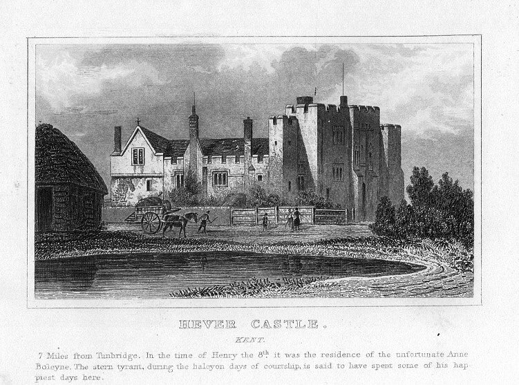 Hever Castle Kent antique print 1845