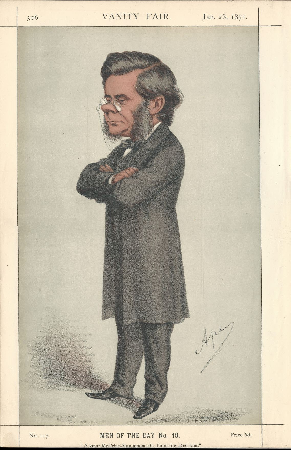 Huxley Vanity Fair antique print published 1871