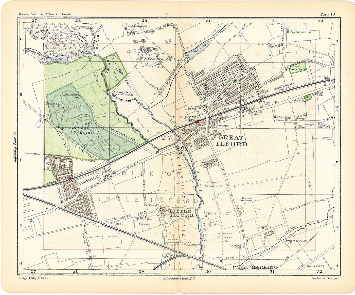 Ilford Essex antique map